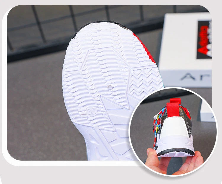 Kids'Casual Shoes Mesh Spider-Man Spring Shoes For Boys Flat Outdoor Basketball Anti-slip Breathable Blue Red Shoes Size 27-38