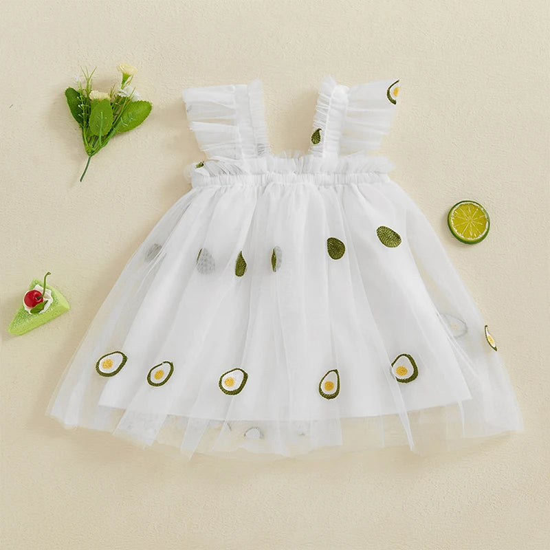 Toddler Girl Floral Lace Dress Sleeveless Round Neck Princess Party Dress with Bow Detail and Tulle Skirt