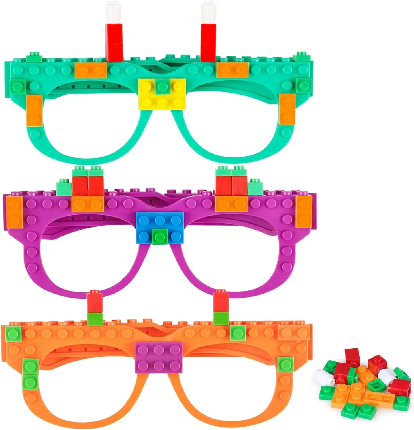 DIY Building Bricks Glasses Building Blocks Games for Kids Creative Building Block Birthday Party Favors, Carnival Party Games