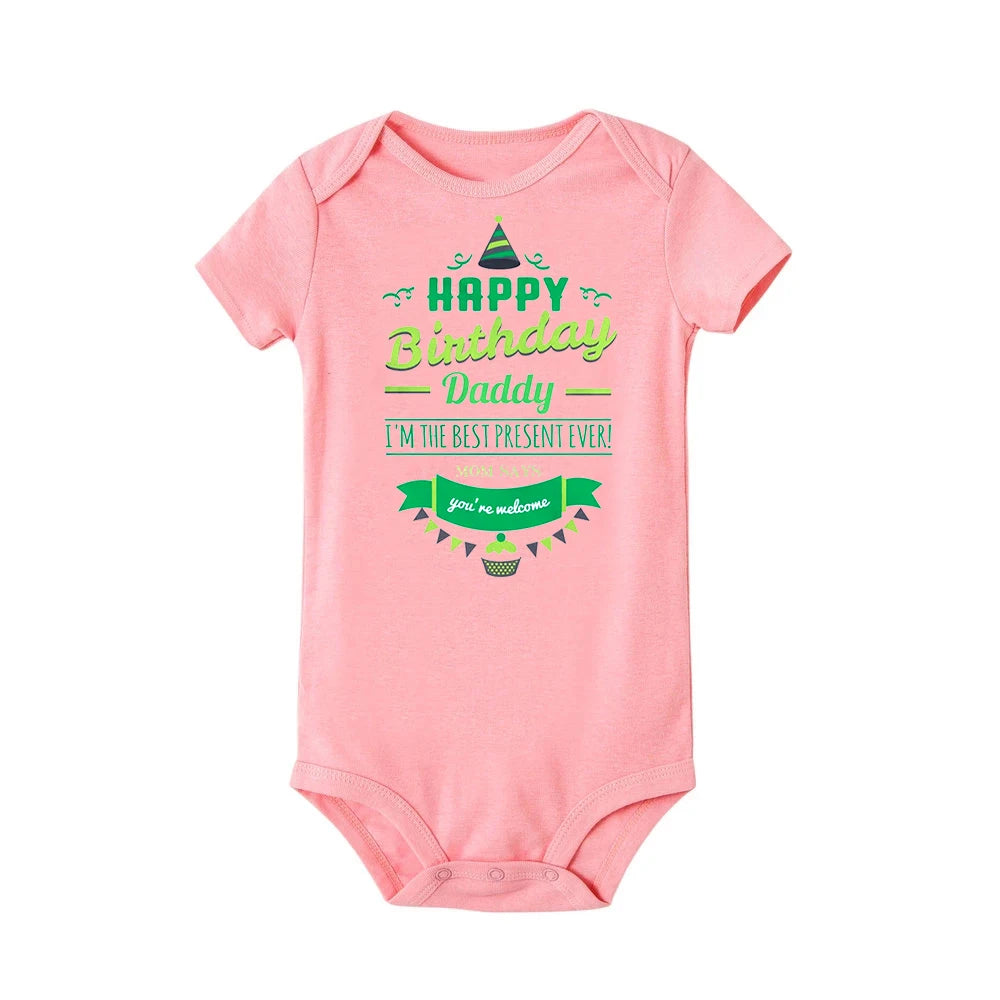 Happy Birthday Daddy Newborn Baby Bodysuit Gender Neutral Baby Stuff Infant Clothes Twins Outfit Romper Father Birthday Present