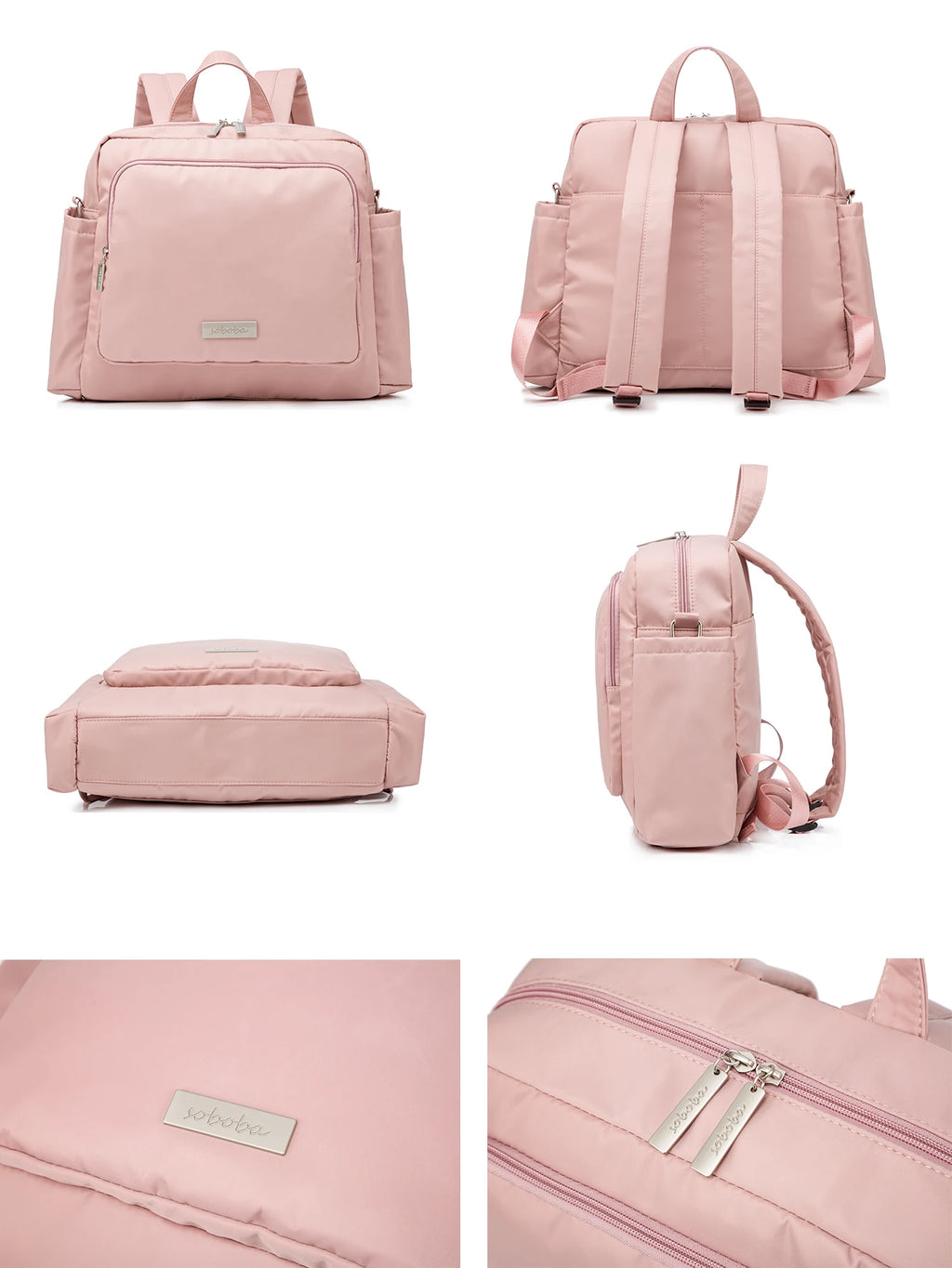 Soboba 2023 New Diaper Bags for Mother Waterproof Large Capacity Solid Polyester Diaper Backpacks Travel Bag for Newborn Baby