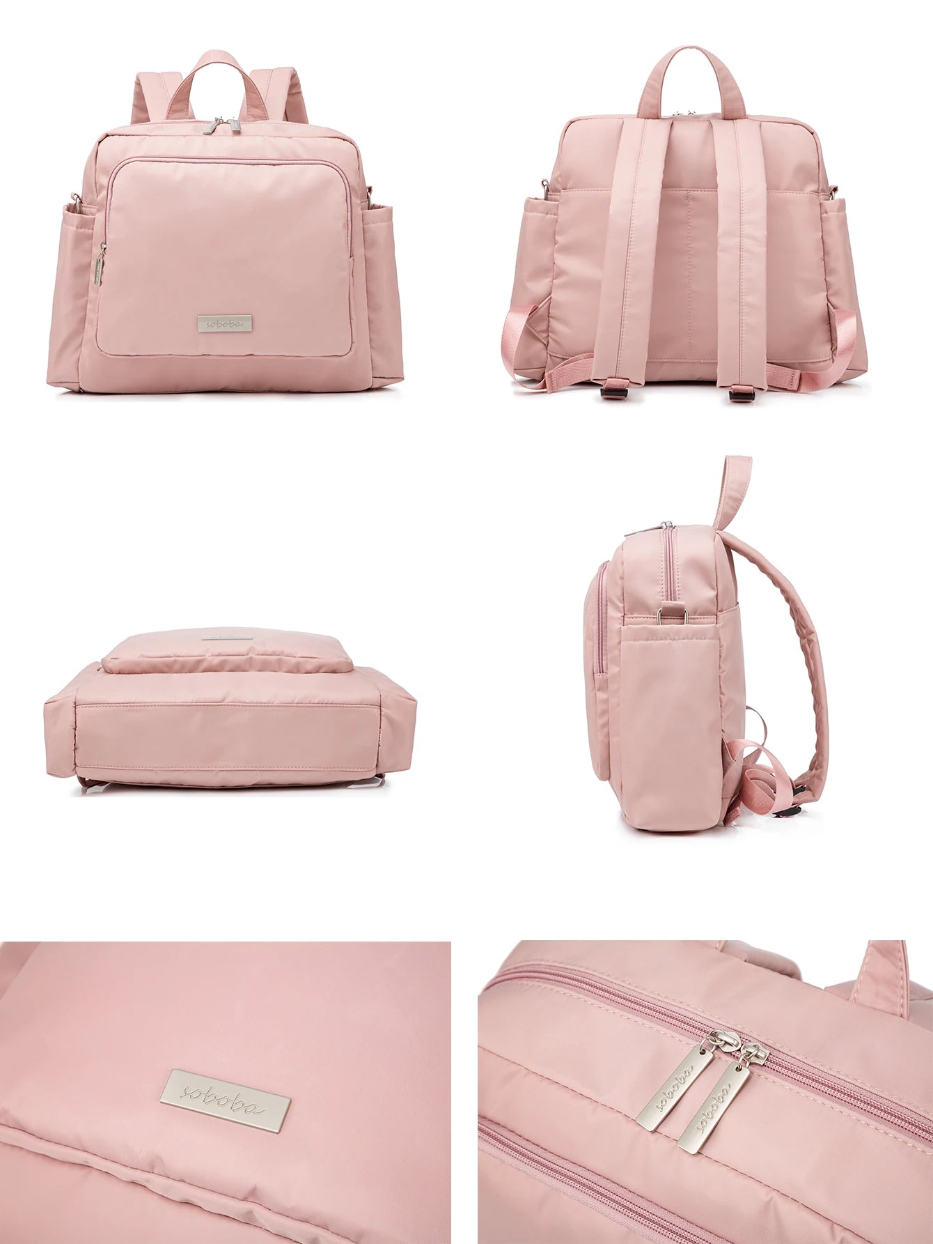 Soboba 2023 New Diaper Bags for Mother Waterproof Large Capacity Solid Polyester Diaper Backpacks Travel Bag for Newborn Baby