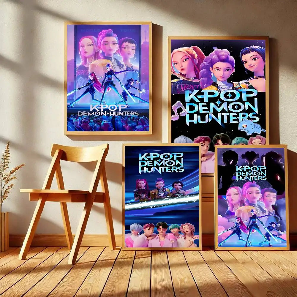 Movie KPop Demon Hunters Anime Posters Sticky HD Quality Poster Wall Art Painting Study Wall Decor