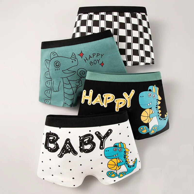 Boy Pure Cotton Boxers Kids Colorful Underwear Cute Design Baby Boy Underpants Size M-3XL For Weight 10-45kgs Boy