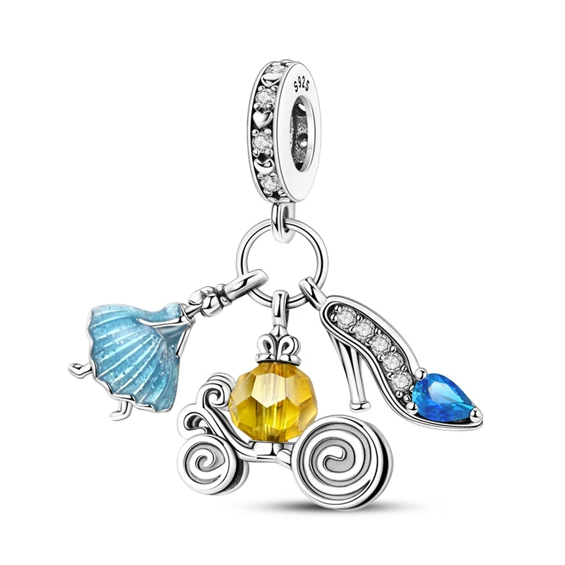 925 Sterling Silver Original Pink Ballet Shoes Charms Ballet Dancer Pendants For Women DIY Bead Fit Original Bracelet Necklace