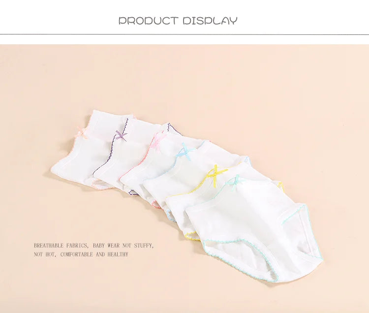 6 Pack Girls Cotton Underwear - 100% Pure Cotton Breathable Comfortable Kids Panties - Soft White Toddler Underwear for Girls -