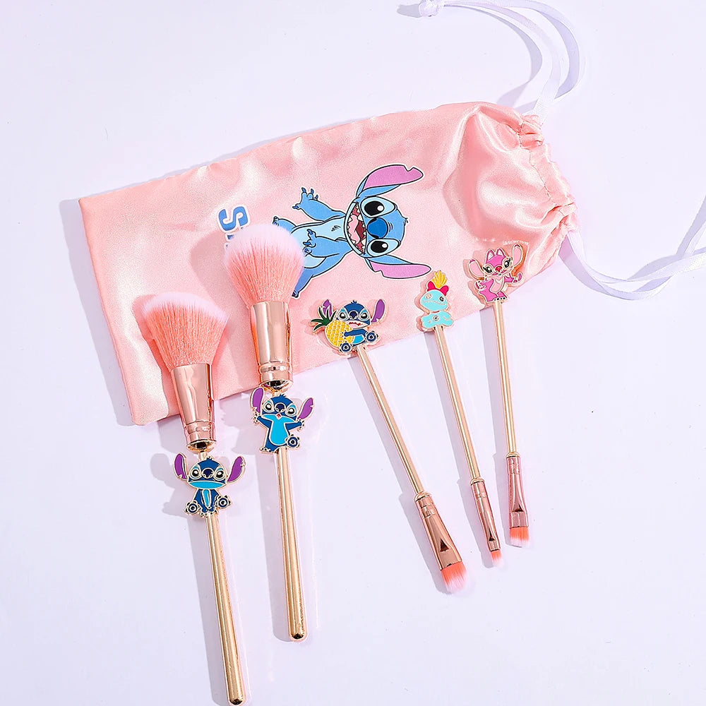 5pcs Summer Limited Stitch Makeup Brush Set Cartoon Doll Eyeshadow Brush Creative Makeup Tools Holiday Gifts for Girls