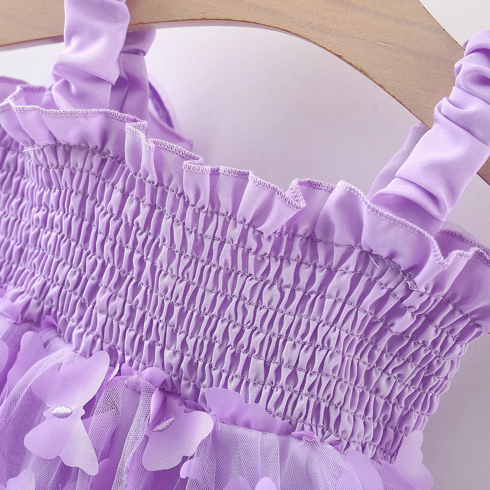 Summer New Princess Style Baby Girl Dress, Butterfly Chiffon Suspender Children'S Clothing For Babies Aged 9 Months To 3 Years