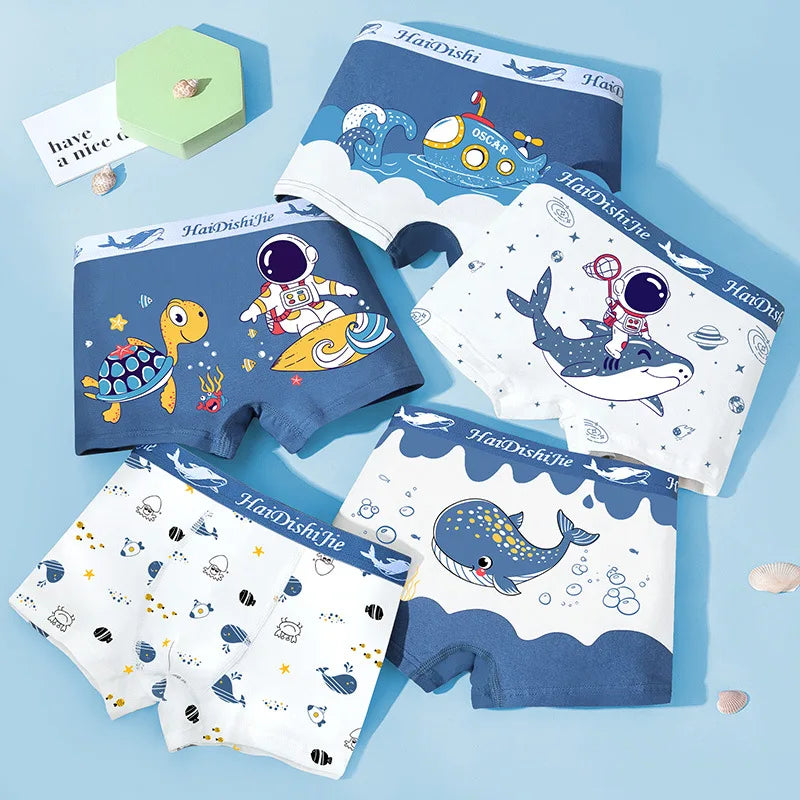 Boys Cotton Boxer Shorts 4PCS Not Pinch the Butt Boy Cotton Thin Section Flat Shorts Baby Underpants Children's Bottoms