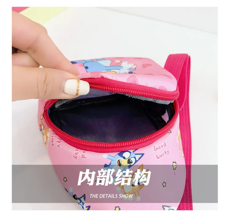Bingo Friends Children's Bag Cute Bluey Family kids Chest Bag Kindergarten Cartoon Light Crossbody Bag Halloween Christmas gift