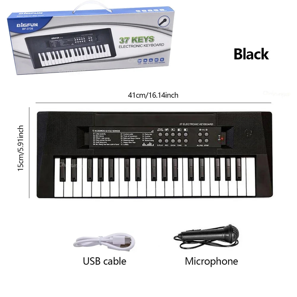 37 Keys Kids Electronic Piano with Microphone Educational Toys Musical Instrument for Kids Toddlers Boys Girls Birthday Gift