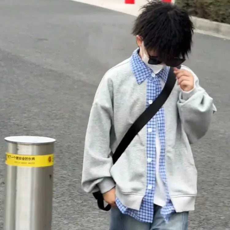 Autumn Boys 2 in 1 Loose Oversized Coat Layerable Cardigan Streetwear Essential Stylish Unisex