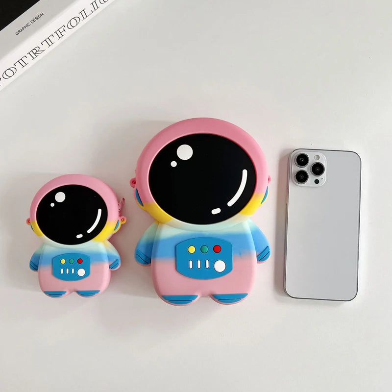 Astronaut Crossbody Bags Lovely Kawaii Bag Princess Small Storage Silicone Purse Cartoon Cosmonaut Model Toys Kids Prince Gift