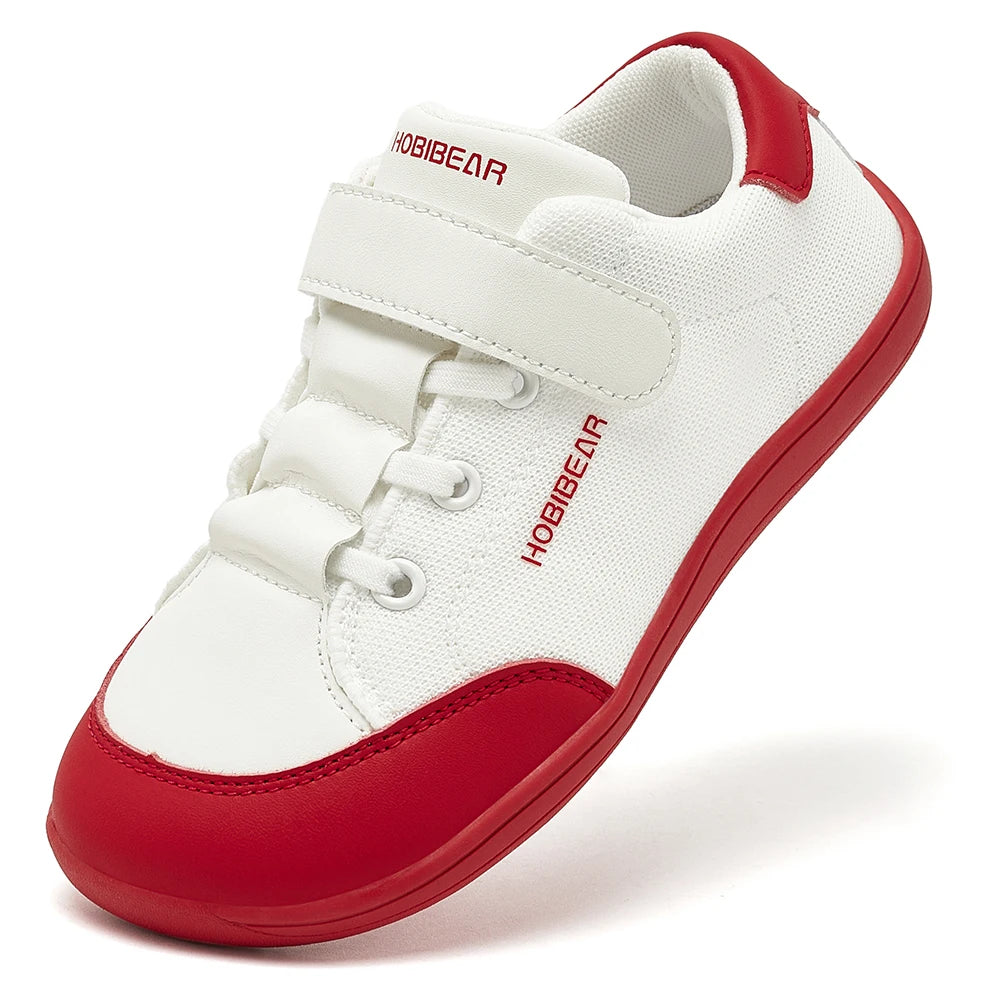 HOBIBEAR Kids Wide Toe Barefoot Shoes Boys Girls  Minimalist Sneakers Lightweight Hook Loop Mesh Artificial Leather Shoes