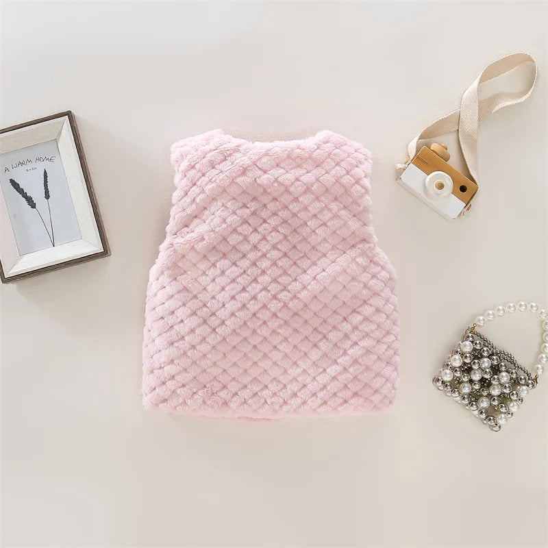 (9 Months -3 Years Old) Autumn And Winter New Simple Solid Color Baby Girl Vest, Fashionable And Warm Children'S Clothing