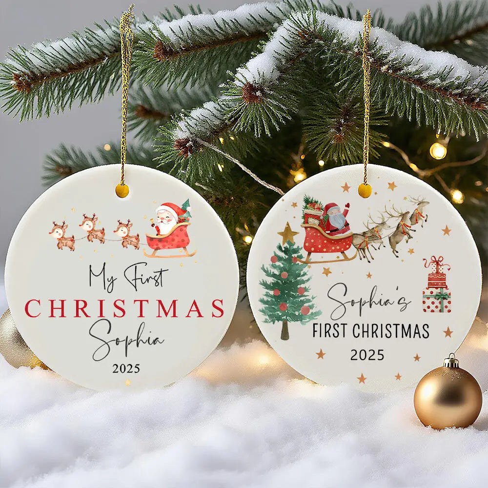 Personalized Baby's First Christmas Ornament Custom Name Gift for Newborn Christmas Tree Decor Photography Accessories