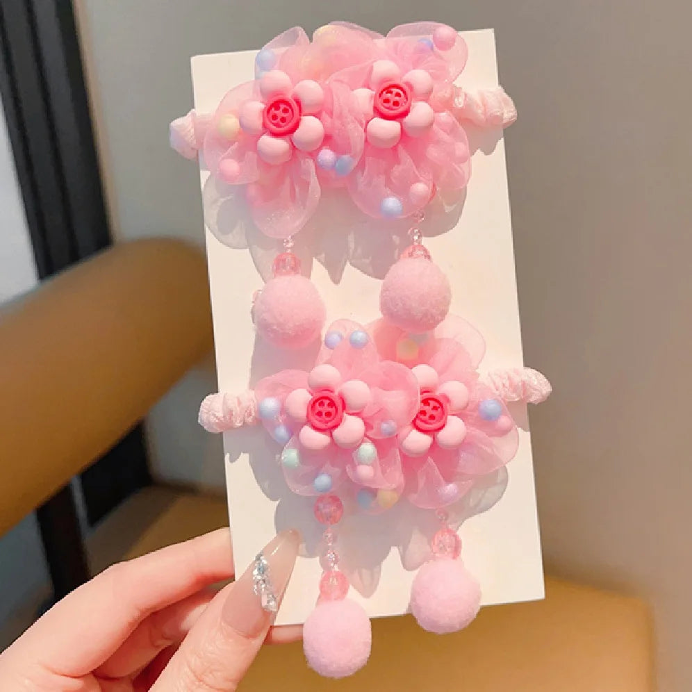 Cute little girl‘s hair loop elastic hair rope flower hair accessory