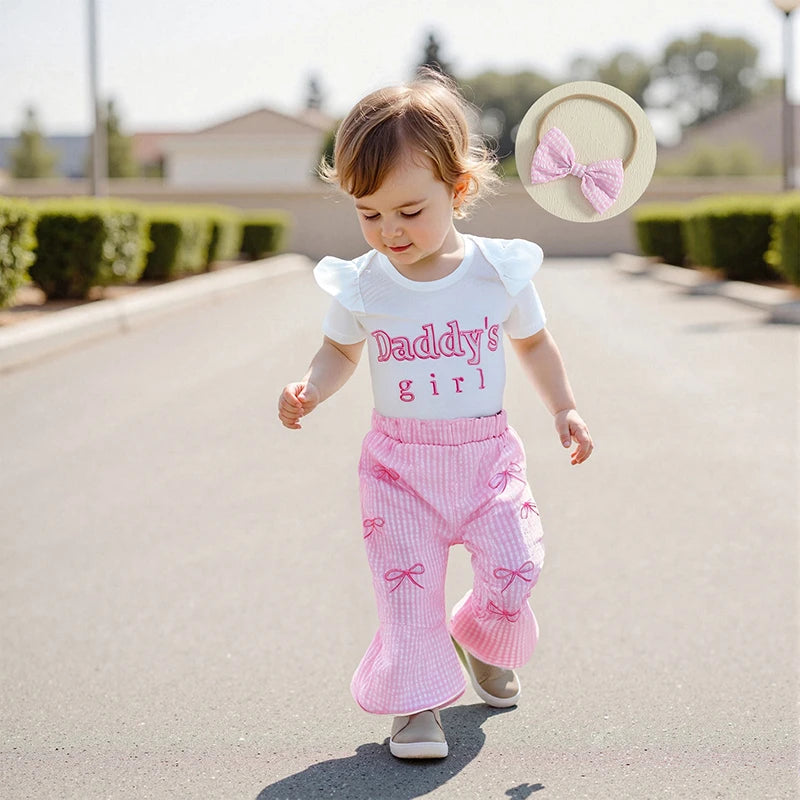 Toddler Girls 2-Piece Outfit Set with Ruffle Sleeve Floral Print Top and Denim Shorts - Summer Fashion Set for Baby Girls