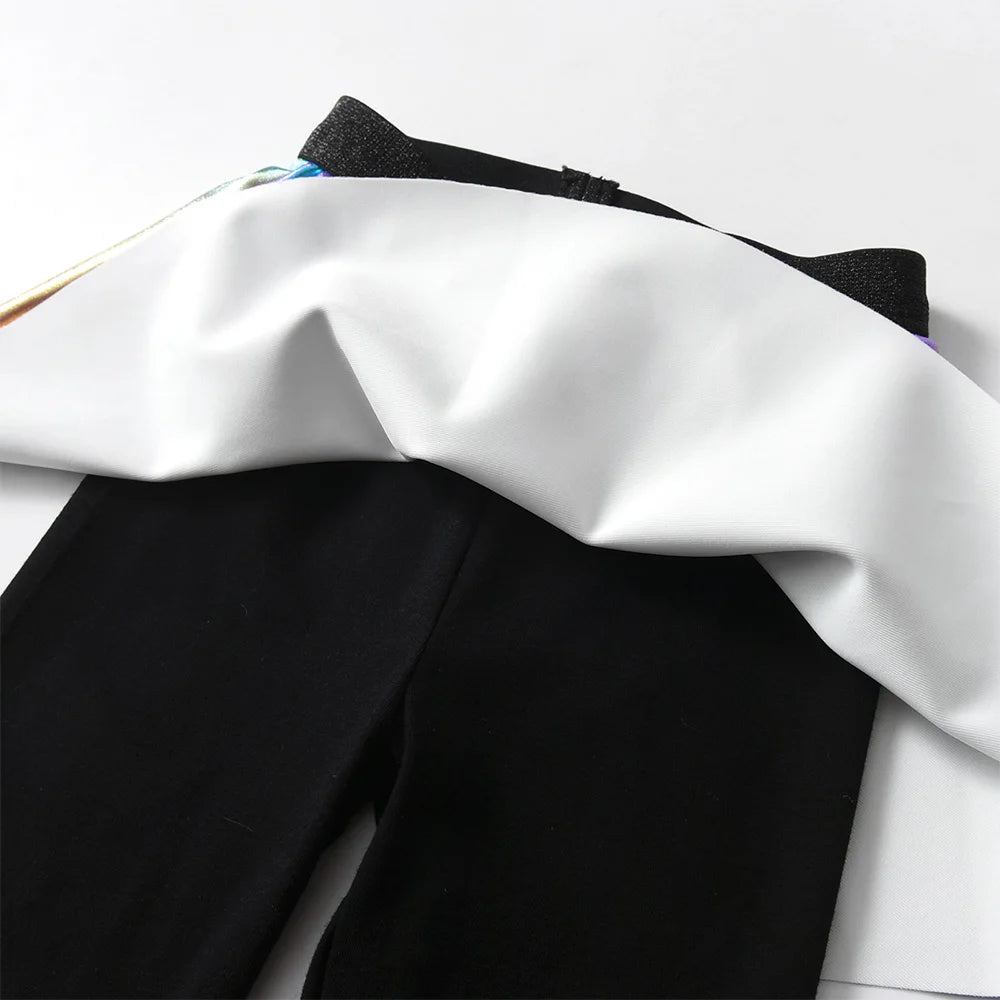 VIKITA Girls Legging Skirt-Pants Kids Gradient Tights Children Cotton Casual Pencil Pants Girl Skinny Fake 2 Pcs Skirt-pants