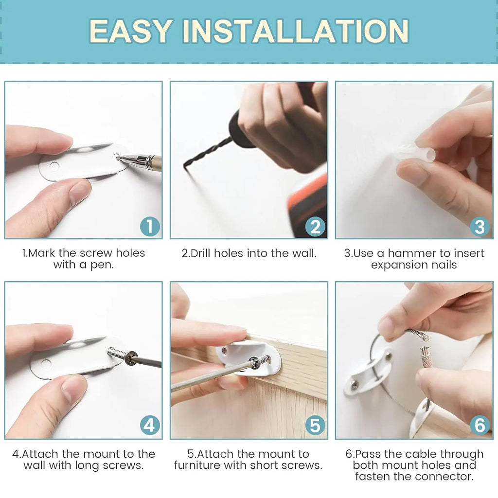 Furniture Anchors Furniture Straps for Baby Proofing Prevent Falling Anti Tip Earthquake Straps for Child Toddlers Kids Safety