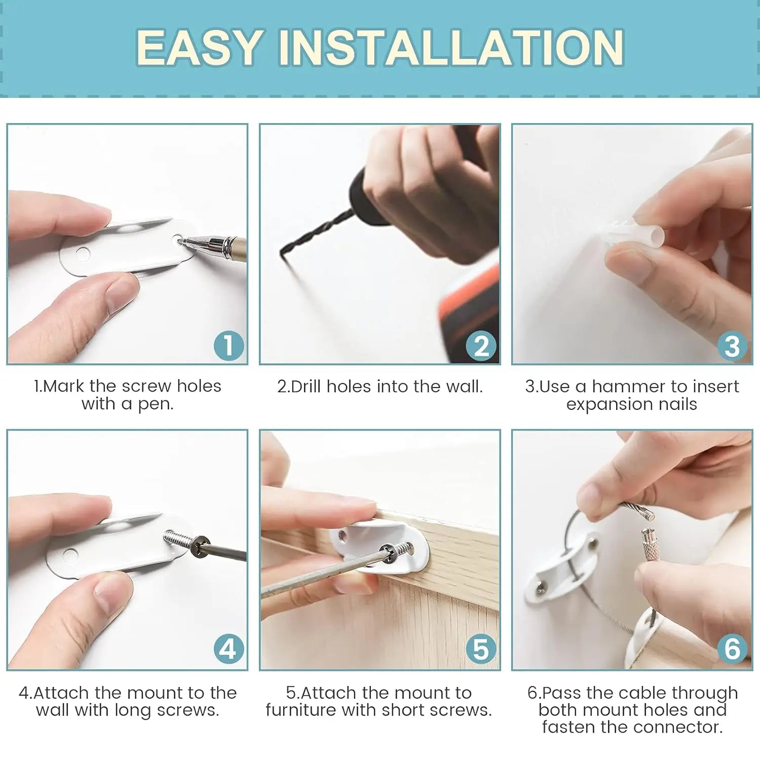 Furniture Anchors Furniture Straps for Baby Proofing Prevent Falling Anti Tip Earthquake Straps for Child Toddlers Kids Safety