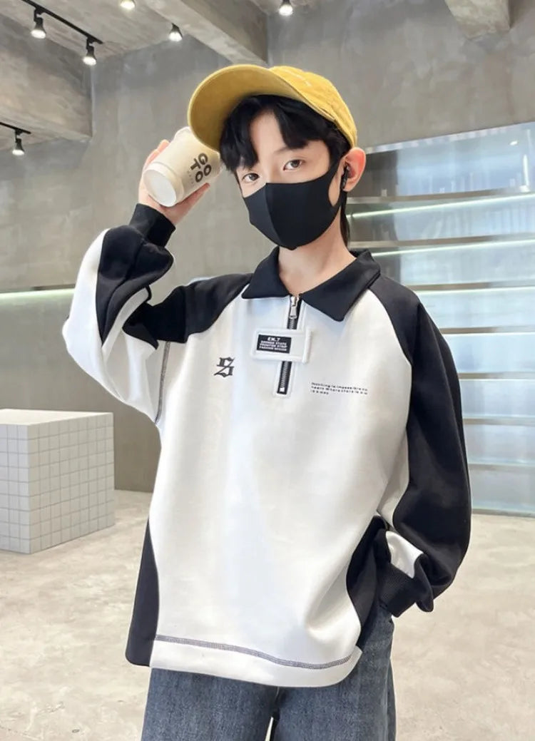 2025 New Arrival Boys' Base Layer Long Sleeve Top Spring Autumn Big & Mid Size Kids Stylish Cool Trendy Top