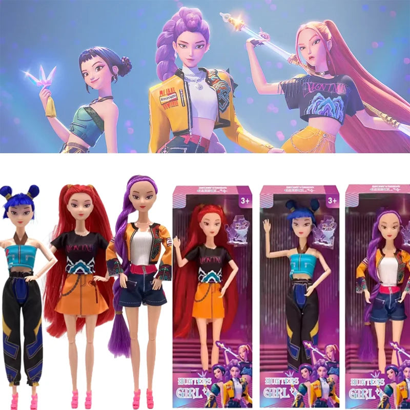 Hot Sale Kpop Demon Hunters Doll Toys Rumi Mira Zoey Action Figure Toy Beautiful Princess Plastic DIY Toy Girls Christmas Gift