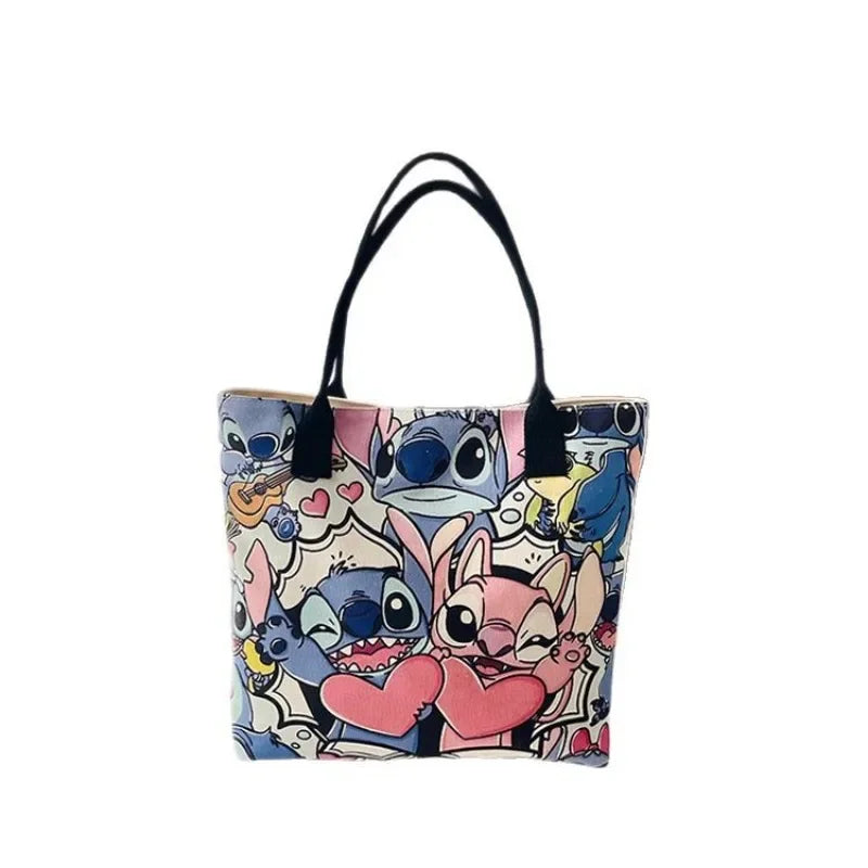 Kawaii Lilo & Stitch Large Canvas Bag Shoulder Bag Handbag Print Handbag Women's Large Capacity ShoppingBag Commuter Tote Bag