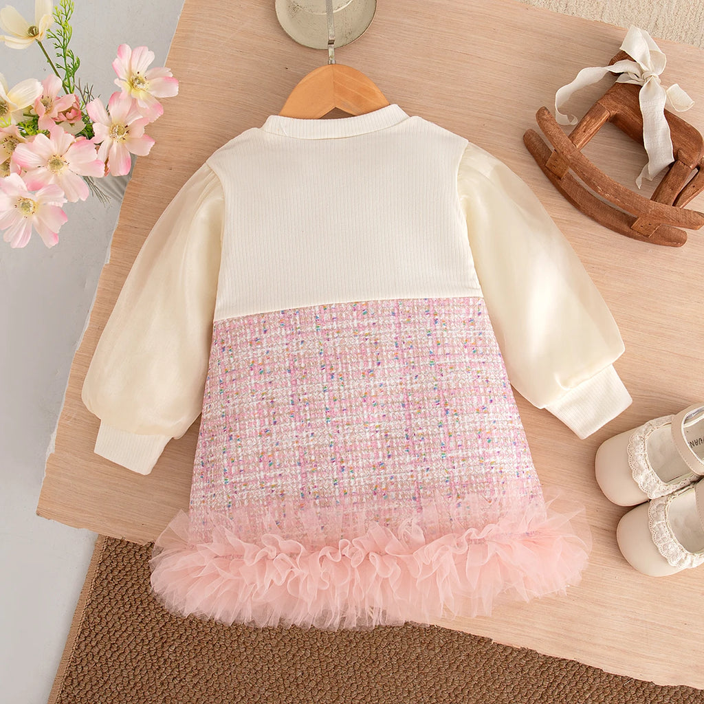 Autumn New Sweet Bow Baby Girl Princess Dress, Birthday Party Children'S Clothing Suitable For Babies Aged 9 Months To 4 Years