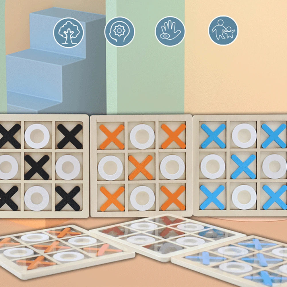 Montessori Play Game Wooden Toy Mini Chess Interaction Puzzle Training Brain Learing Early Educational Toys For Children Kids