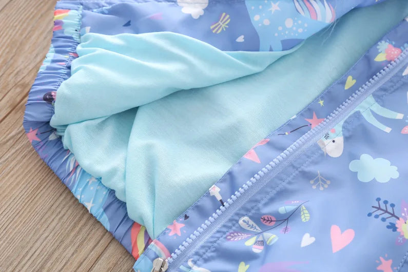 Fashion Kawaii Children's Jackets for Boys Girls Pink Blue Autumn Clothes 1 to 2 3 4 5 6 7 8 9 Years 2024 Kids Hoodie Waterproof