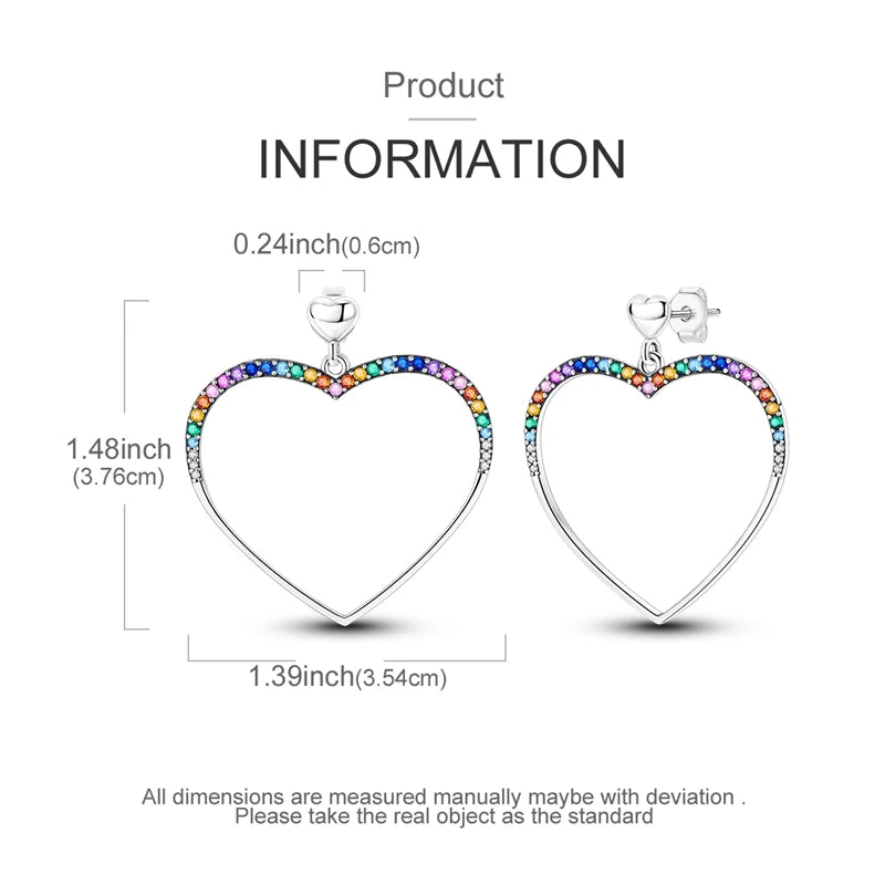 925 Sterling Silver Pave U Shape Heart Eardrop Earrings Hoop Earrings For Women Wedding Engagement For Girlfriend Birthday Gift