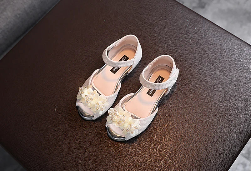 Girls Rhinestone Flower Shoes Low Heel Flower Wedding Party Dress Pump Shoes Princess Shoes For Kids Toddler