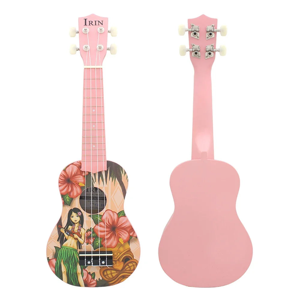 IRIN 21 Inch Ukulele Hawaiian Girl Hawaiian Guitar Musical Instrument 4 Strings Basswood Ukulele Soprano Guitar Tuner Capo Parts