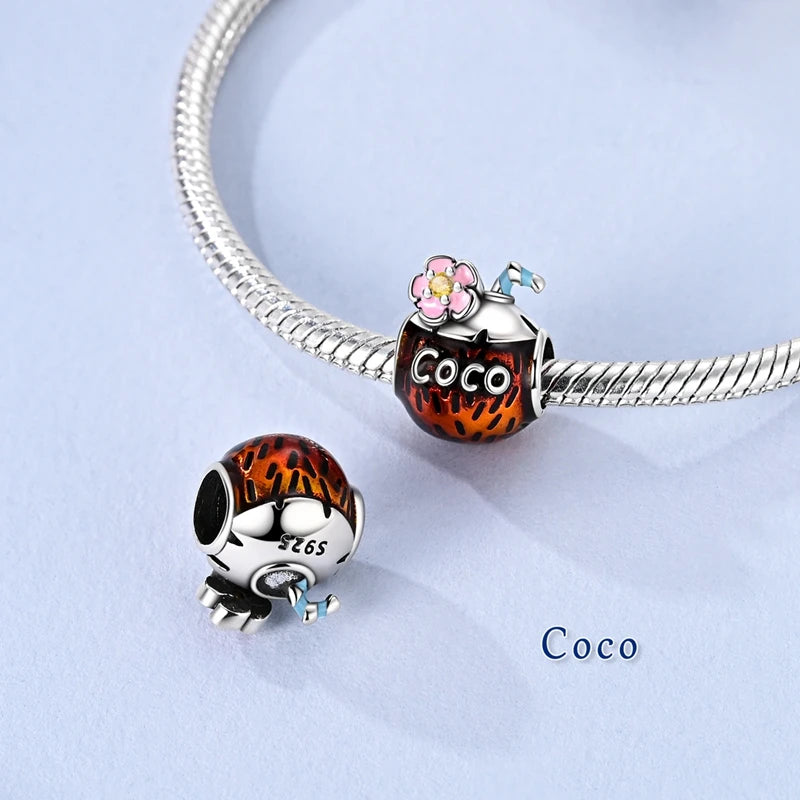 925 Sterling Silver Charms Firefly Cat Dog Coconut Charms Beads Pendant Fit Original Pendant Bracelet DIY Fine Jewelry For Women