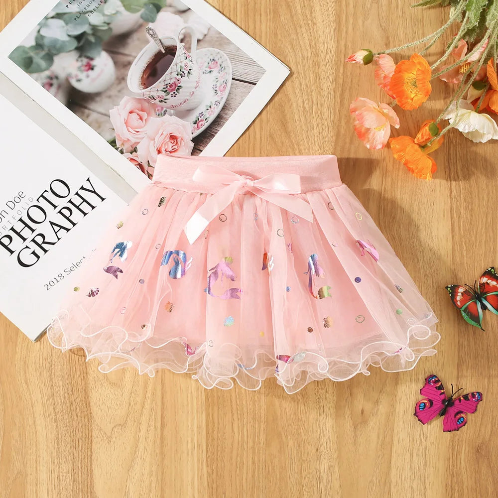 Summer New Sweet And Cute Baby Girl Skirt, Cartoon Fish Print Children'S Clothing Suitable For Babies Aged 6 Months To 3 Years