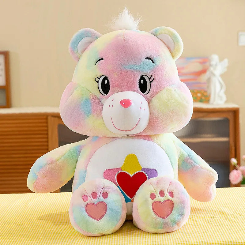 MINISO 30CM Carebears Kawaii Rainbow Bear Plush Toy Lovely Anime Colorful Bear Stuffed Doll Room Decor Lovely Bear Birthday Gift