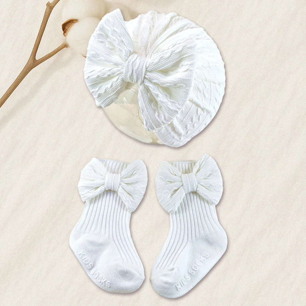 Adorable Baby Boy Knit Hat and Booties Set Newborn Soft Beanie Cap with Pom Pom and Matching Socks for Infants