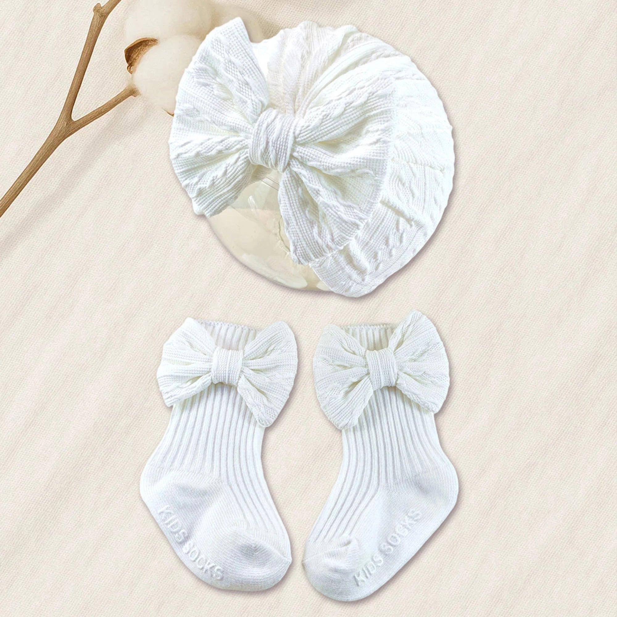 Adorable Baby Boy Knit Hat and Booties Set Newborn Soft Beanie Cap with Pom Pom and Matching Socks for Infants