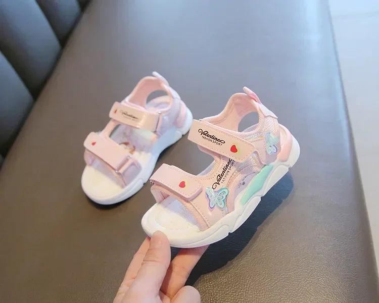 Girls Sandals Gladiator Cartoon Sweet Soft Children Beach Shoes Kids Summer Floral Sandals Princess Shoes Fashion Cute