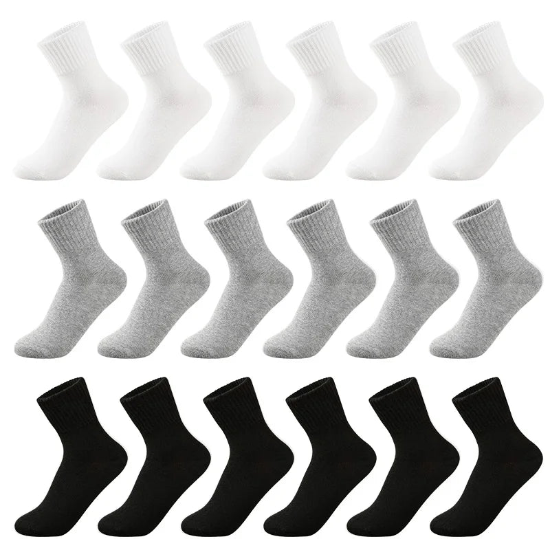 MIPP brand student antibacterial mid tube socks, all cotton anti odor pure white, sports school children, boys and girls