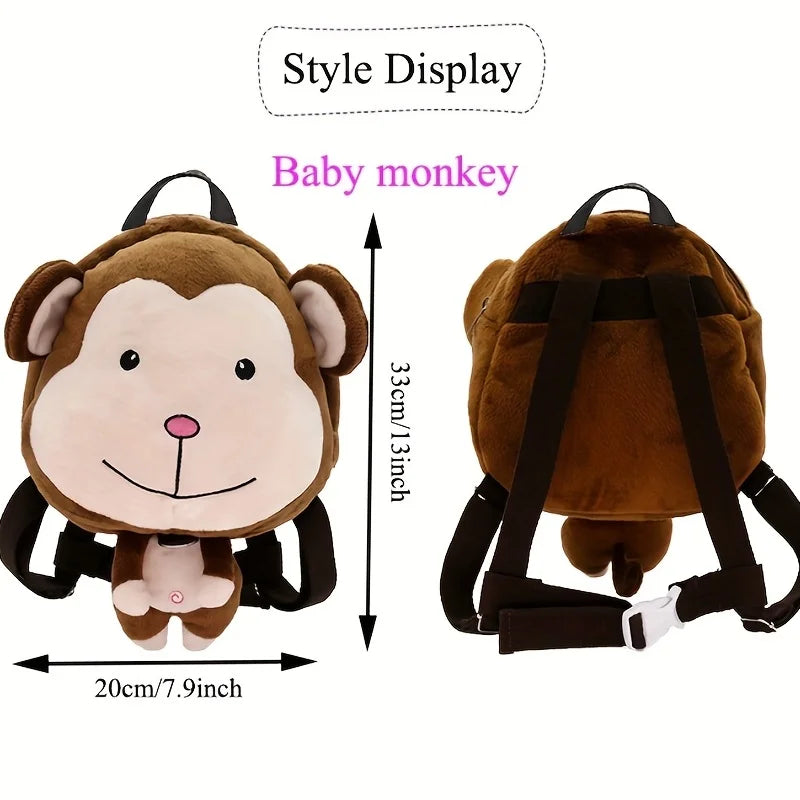 Cartoon Toddler Mini Backpack with Anti-Lost Harness, Cute Animal Backpack Safety Leash Storage Bag for Boys and Girls