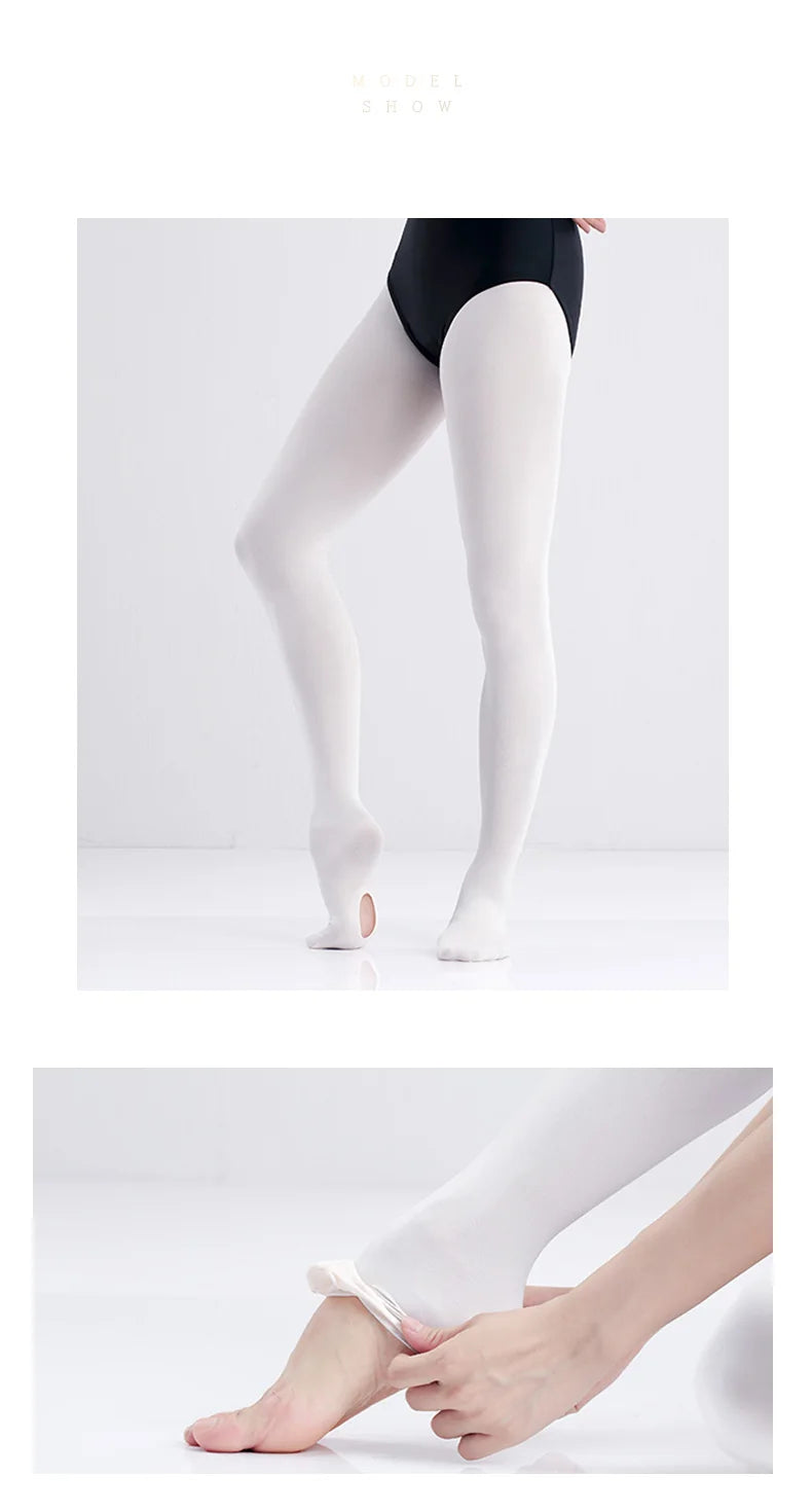 Wholesale Ballet Tights for Adults Girls Velvet Convertible Dance Stockings White Pink Ballet Pantyhose With Hole 12 Pairs