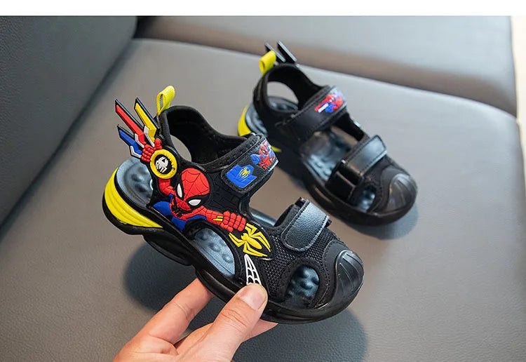 Disney Children's Cartoon Sandals Summer Boys' Beach Sandals Soft Soled Children's Sports Sandals Open Peep Toe Black Shoes