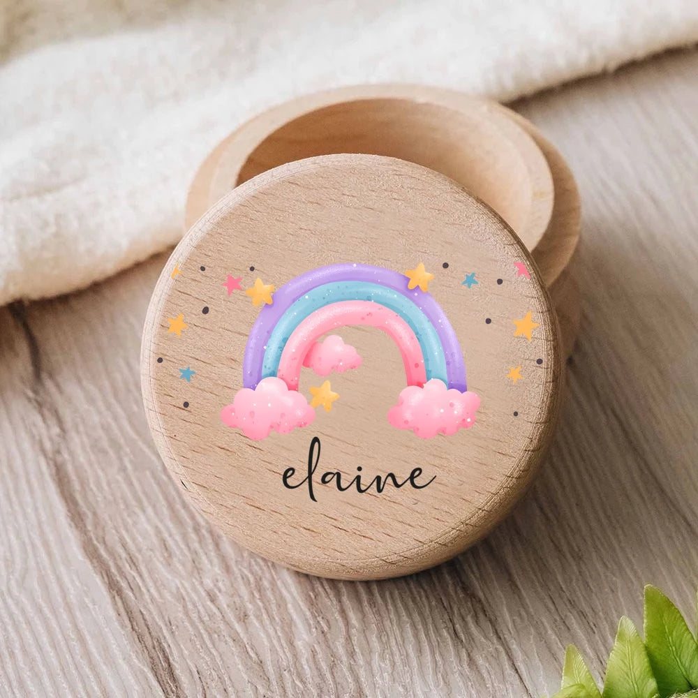 Personalised Baby Wooden Rainbow Tooth Box Milk Teeth Storage Collect Teeth Umbilical Save Gifts Custom Name Keepsake Boxes