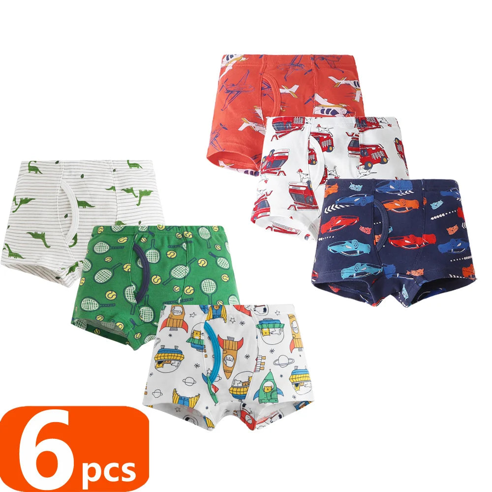 1/3/6 pcs Boys Boxer Briefs Sets 2025 New Kids Cotton Underwear Boy Underpants Teenager Dinosaur Print Soft Children Panties