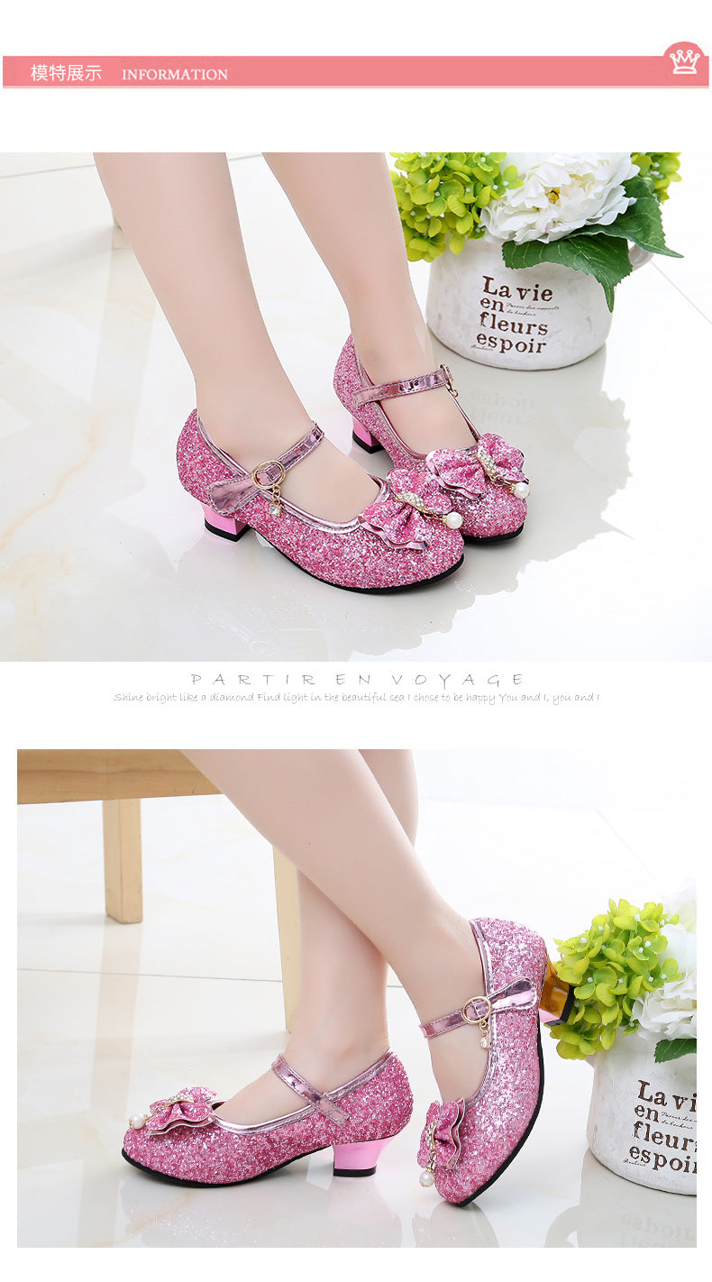 New Children Shoes Girls High Heel Princess Dance Sandals for Girls Kids Shoes Glitter Soft Leather Fashion Party Dress Wedding