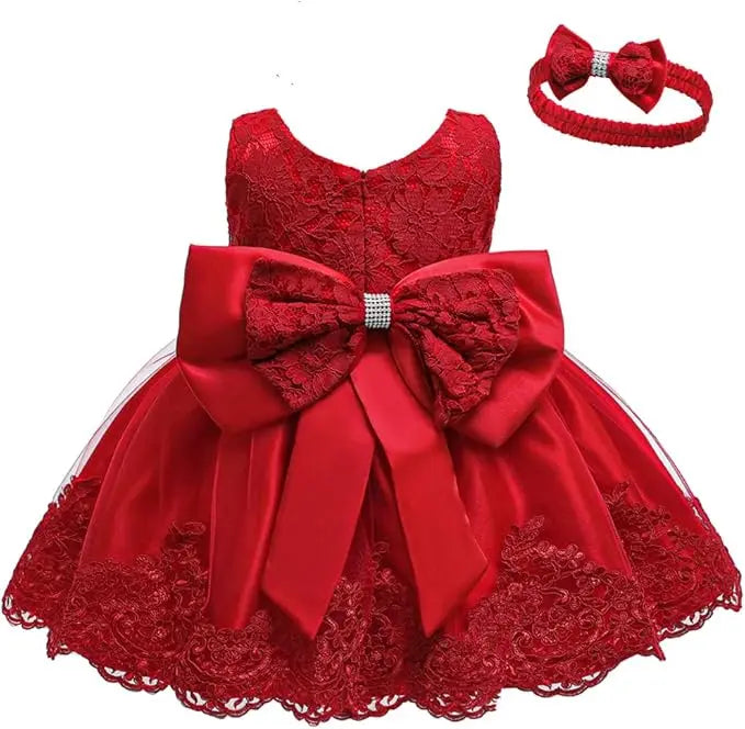 New Year Dress For Girls White Bridesmaid Dresses For Wedding Prom Gown Big Bow Girls Elegant Dresses Red Puffy Christmas Dress