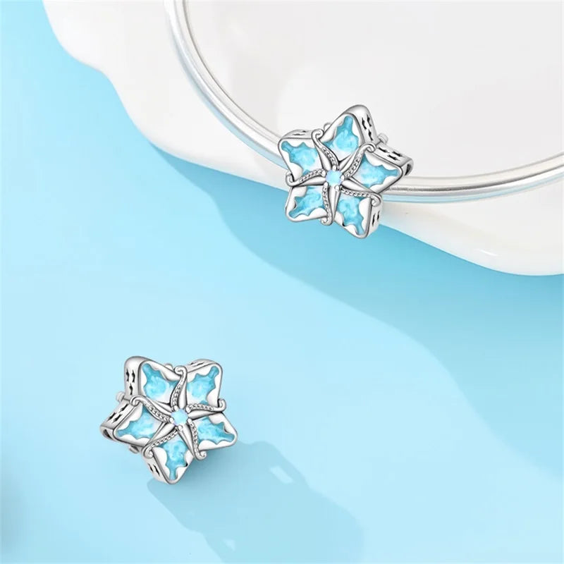 Hot Sale 925 Sterling Silver Ocean World Series Sea Turtle Starfish Little Crab Octopus Charms Bead Fit 925 Bracelet DIY Jewelry