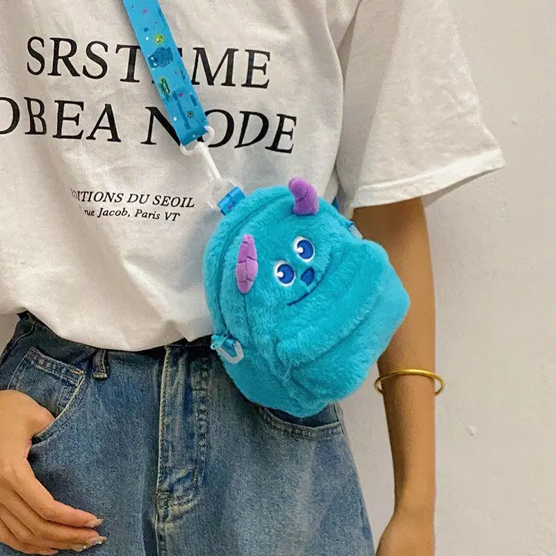 Disney Strawberry Bear 2025 New Girl Plush Backpack Cartoon Children Plush Messenger Bag Fashion Trend Girls Coin Purse